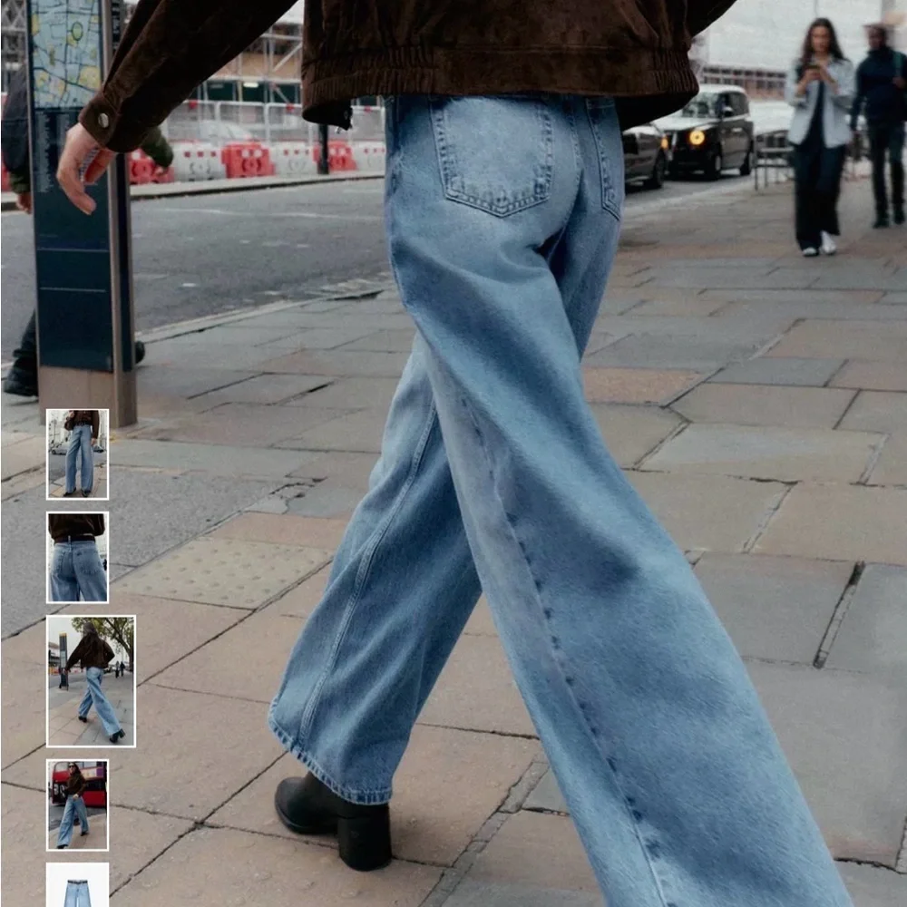 Zara High Waist Wide Leg Size 2 Leg 33 Inseam (Long) Medium Wash Faded Jeans - Picture 9 of 10